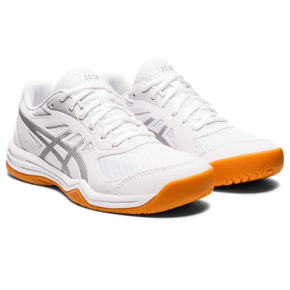 ASICS Upcourt 5 Women's Volleyball Shoes, White/Pure Silver Size 5.5